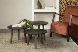 MASA LATERALA LAZIO (SET DE 3 BUC) - LEMN / METAL - NEGRU - 55(L) X 45(H) X 55(L) CM - Img 2