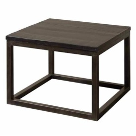 MASA LATERALA PATERNO - LEMN DE MANGO / METAL - NEGRU - 60(L) X 45(H) X 60(L) CM - Img 1