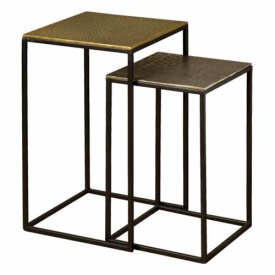 MASA LATERALA RENEW IRON (SET DE 2 BUC) - METAL - BRONZ / NEGRU - 35(L) X 56(H) X 35(L) CM