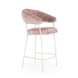 SCAUN DE BAR LIZZY FEMME - TESATURA SI METAL - ROZ - 55(L) x 53(l) x 96(h) cm - Img 10