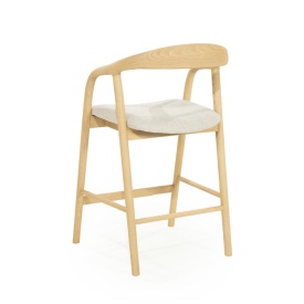 SCAUN DE BAR RAYVEN - LEMN DE FRASIN SI TESATURA - NATURAL - 55(L) x 60(l) x 94(h) cm - Img 6