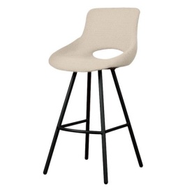 SCAUN DE BAR STOFA TEDDY - METAL / MATERIAL / PLASTIC - NEGRU / ALB - 59(L) X 97(H) X 53(L)