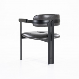 SCAUN MORRIS - PIELE /METAL - NEGRU - 60(L) x 78(h) x 57(l) - Img 5