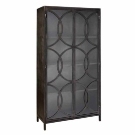 VITRINA STELVIO - METAL / STICLA - NEGRU - 96(L) x 196(h) x 42.5(l)