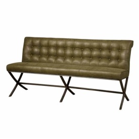 BANCA BARCELONA 155 CHEROKEE - METAL / MATERIAL - NEGRU / VERDE - 60(L) X 87(H) X 155(L)
