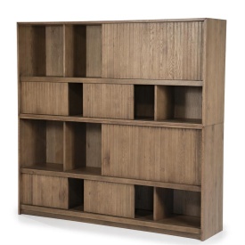BIBLIOTECA MILO - LEMN SI FURNIR DE STEJAR - MARO - 180(L) x 42(l) x 173(h) cm - Img 2