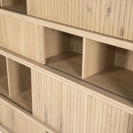 BIBLIOTECA MILO - LEMN SI FURNIR DE STEJAR - NATURAL - 180(L) x 42(l) x 173(h) cm - Img 6