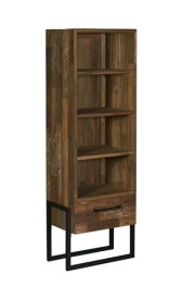 BIBLIOTECA POTENZA - LEMN DE TEC RECICLAT / METAL - NATURAL / NEGRU - 66(L) x 190(h) x 45(l)