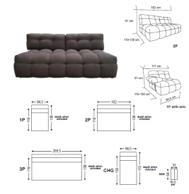 CANAPEA MODULARA PINOT - (2P) - 182(L) x 81(h) x119/138(l) cm - Img 6