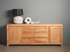 COMODA CORONA - LEMN DE TEC [FSC] SLEFUIT FIN - NATURAL - 220(L) x 90(h) x 45(l)
