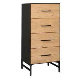 COMODA LIDO - FURNIR DE STEJAR [FSC] / METAL - NATURAL / NEGRU - 55(L) x 114(h) x 45(l) - Img 1