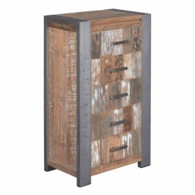 COMODA NOVARA - LEMN DE TEC RECICLAT / METAL - NATURAL / GRI METALIC - 70(L) x 120(h) x 45(l)