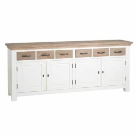 COMODA PARMA - FURNIR DE STEJAR [FSC] / METAL - ALB / MARO - 220(L) x 90(h) x 50(l)