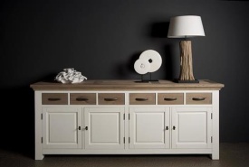 COMODA PARMA - FURNIR DE STEJAR [FSC] / METAL - ALB / MARO - 220(L) x 90(h) x 50(l) - Img 2