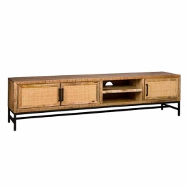 COMODA TV CARINI - LEMN / METAL - NEGRU / MARO NATURAL - 200(L) X 50(H) X 40(L) CM