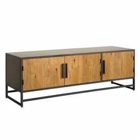 COMODA TV FALCONE - LEMN DE TEC RECUPERAT / METAL - NEGRU / MARO NATURAL - 160(L) X 53(H) X 45(L) CM