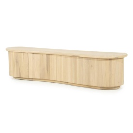 COMODA TV JOSH - LEMN SI FURNIR DE STEJAR - NATURAL - 180(L) x 42(l) x 43(h) cm - Img 1