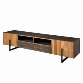 COMODA TV ORA - LEMN / METAL - NEGRU / MARO NATURAL - 222(L) X 53(H) X 45(L) CM
