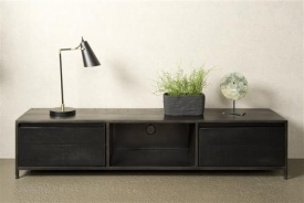 COMODA TV PATERNO - LEMN DE MANGO / METAL - NEGRU - 180(L) X 38(H) X 40(L) CM - Img 2