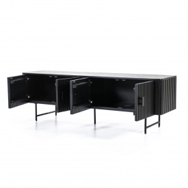 COMODA TV REMI CU 4 USI - DIN LEMN DE MANGO [FSC] SI METAL - NEGRU - 170(L) x 56(h) x 45(l) - Img 4
