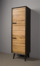 DULAP BRESSO - FURNIR DE STEJAR [FSC] / METAL - NEGRU / MARO NATURAL - 55(L) x 174(h) x 45(l) - Img 2