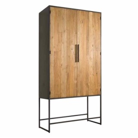 DULAP FELINO - LEMN DE TEC RECICLAT / METAL - NEGRU / MARO NATURAL - 116(L) x 220(h) x 45(l)