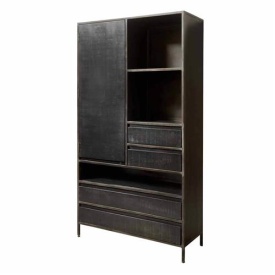 DULAP PATERNO - LEMN DE MANGO [FSC] / METAL - NEGRU - 100(L) x 190(h) x 40(l) - Img 1
