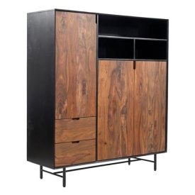 DULAP TAVIANO - LEMN DE MANGO [FSC] / METAL - NEGRU / FINISAJ MARO NATURAL NUC - 135(L) x 150(h) x 45(l)