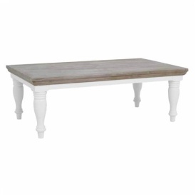 MASA DE CAFEA FLEUR - LEMN DE PIN - ALB / NATURAL - 130(L) X 45(H) X 75(L) CM - Img 1
