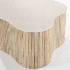 MASA DE CAFEA KIRA MEDIE - LEMN DE MANGO SI MARMURA - ALB - 83(L) x 72(l) x 34(h) cm - Img 6