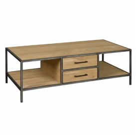 MASA DE CAFEA LUNA - FURNIR DE STEJAR / METAL - NEGRU / MARO NATURAL - 135(L) X 45(H) X 75(L) CM