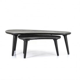 MASA DE CAFEA SIDETABLE GUUS (SET DE 2) - LEMN DE MANGO [FSC] - NEGRU - 70/110(L) x 32/38(h) x 45/54(l) - Img 1