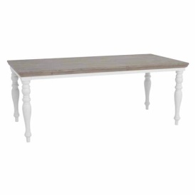 MASA DE DINING FLEUR S - LEMN DE PIN RECUPERAT - ALB / NATURAL - 220(L) X 78(H) X 100(L) CM - Img 1