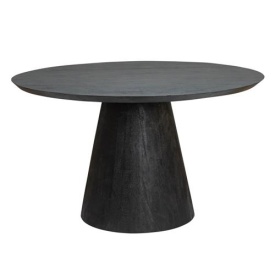 MASA DE DINING PREMANA - LEMN DE MANGO SABLAT - NEGRU - 130(L) X 77(H) X 130(L) CM - Img 1