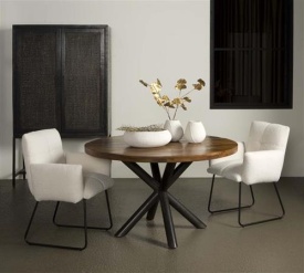 MASA DE DINING SELVA - LEMN DE MANGO / METAL - NEGRU / MARO NATURAL - 130(L) X 77(H) X 130(L) CM - Img 2