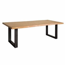 MASA DE DINING ULTIMO - LEMN DE SALCAM / METAL - NEGRU / MARO NATURAL - 220(L) X 78(H) X 100(L) CM