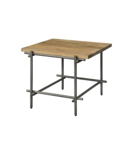 MASA LATERALA PESARO - LEMN DE TEC RECUPERAT / METAL - NEGRU / NATURAL - 60(L) X 50(H) X 60(L) CM
