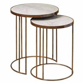 MASA LATERALA RENEW IRON DE - METAL / MARMURA - BRONZ / MARMURA - 44(L) X 56(H) X 44(L) CM
