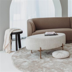 POUF OSSANA - METAL / LEMN / MATERIAL - ALB / GOLD - 65(L) X 45(H) X 100(L) - Img 2