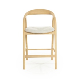 SCAUN DE BAR RAYVEN - LEMN DE FRASIN SI TESATURA - NATURAL - 55(L) x 60(l) x 94(h) cm - Img 2