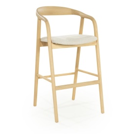 SCAUN DE BAR RAYVEN - LEMN DE FRASIN SI TESATURA - NATURAL - 55(L) x 62.5(l) x 104(h) cm - Img 11