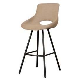 SCAUN DE BAR STOFA TEDDY - METAL / MATERIAL / PLASTIC - NEGRU / MARO - 59(L) X 97(H) X 53(L)