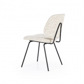 SCAUN JON MAYWOOD - METAL / LEMN / TESATURA 100% POLIESTER - ALB CU PICATELE - 49.5(L) x 82(h) x 58(l) - Img 4