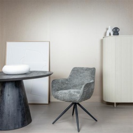 SCAUN PIVOTANT FONDO - METAL / MATERIAL - NEGRU / BEJ - 62(L) X 85(H) X 63(L) - Img 2
