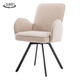 SCAUN PIVOTANT LIVO - METAL / MATERIAL - NEGRU / BEJ - 64.5(L) X 89(H) X 60(L)