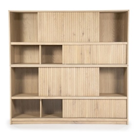 BIBLIOTECA MILO - LEMN SI FURNIR DE STEJAR - NATURAL - 180(L) x 42(l) x 173(h) cm - Img 2