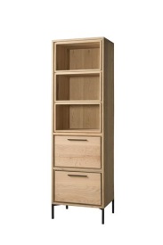 BIBLIOTECA RAVENNA - LEMN DE STEJAR [FSC] / METAL - NATURAL / NEGRU - 60(L) x 200(h) x 44(l)