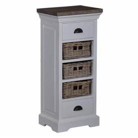 COMODA NAPOLI - LEMN DE TEC [FSC] - ALB / MARO - 40(L) x 90(h) x 30(l) - Img 1
