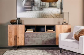 COMODA ORA - LEMN DE TEC RECICLAT / METAL - NATURAL / NEGRU - 222(L) x 89(h) x 45(l) - Img 3