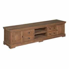 COMODA TV BOLOGNA - LEMN DE TEC RECUPERAT / METAL - NEGRU / MARO NATURAL - 220(L) X 54(H) X 45(L) CM